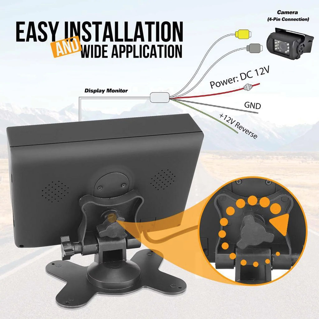 Pyle PLCMTR71 Commercial-Grade Backup Camera System with 7" Monitor and Weatherproof Camera with IR Night Vision