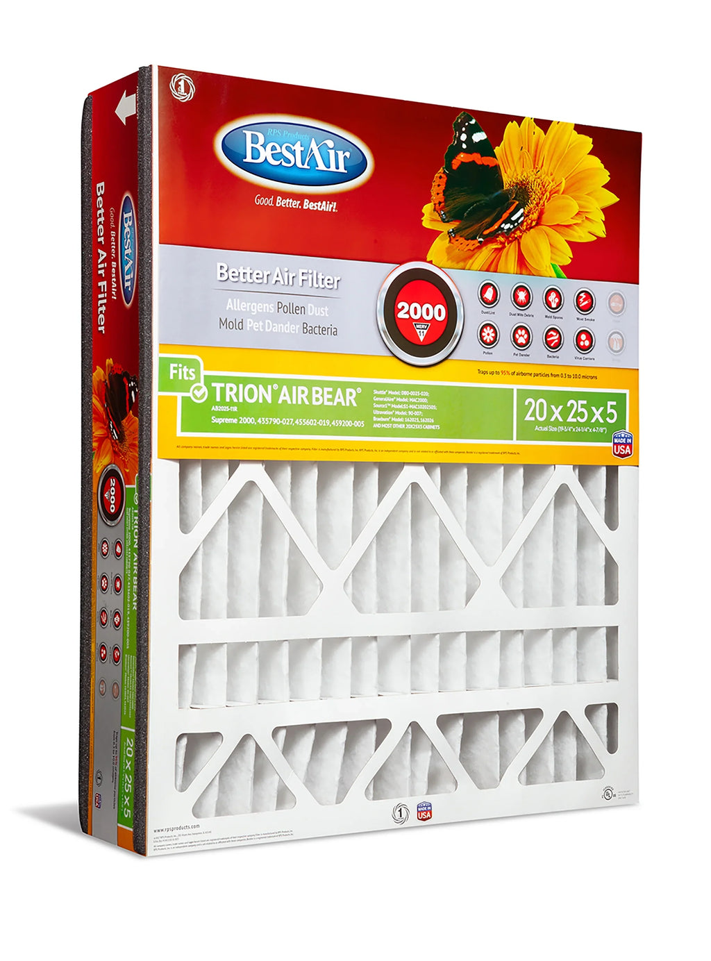 BestAir AB2025-11R Trion/AirBear 20x25x5 Series 2000 MERV 11 Furnace Filter