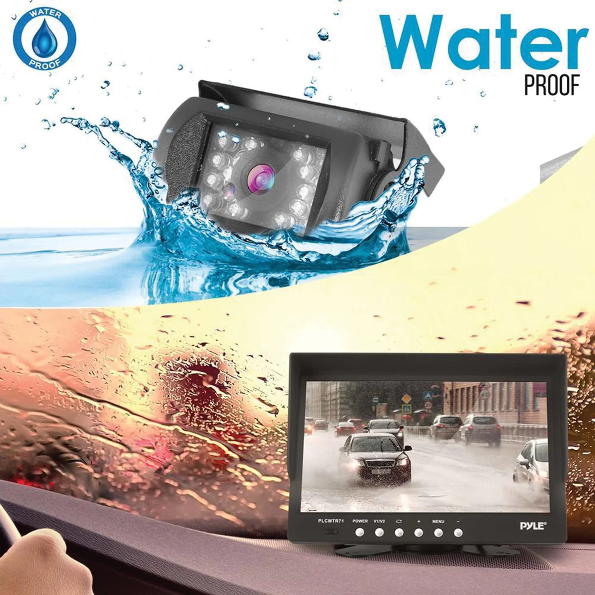 Pyle PLCMTR71 Commercial-Grade Backup Camera System with 7" Monitor and Weatherproof Camera with IR Night Vision