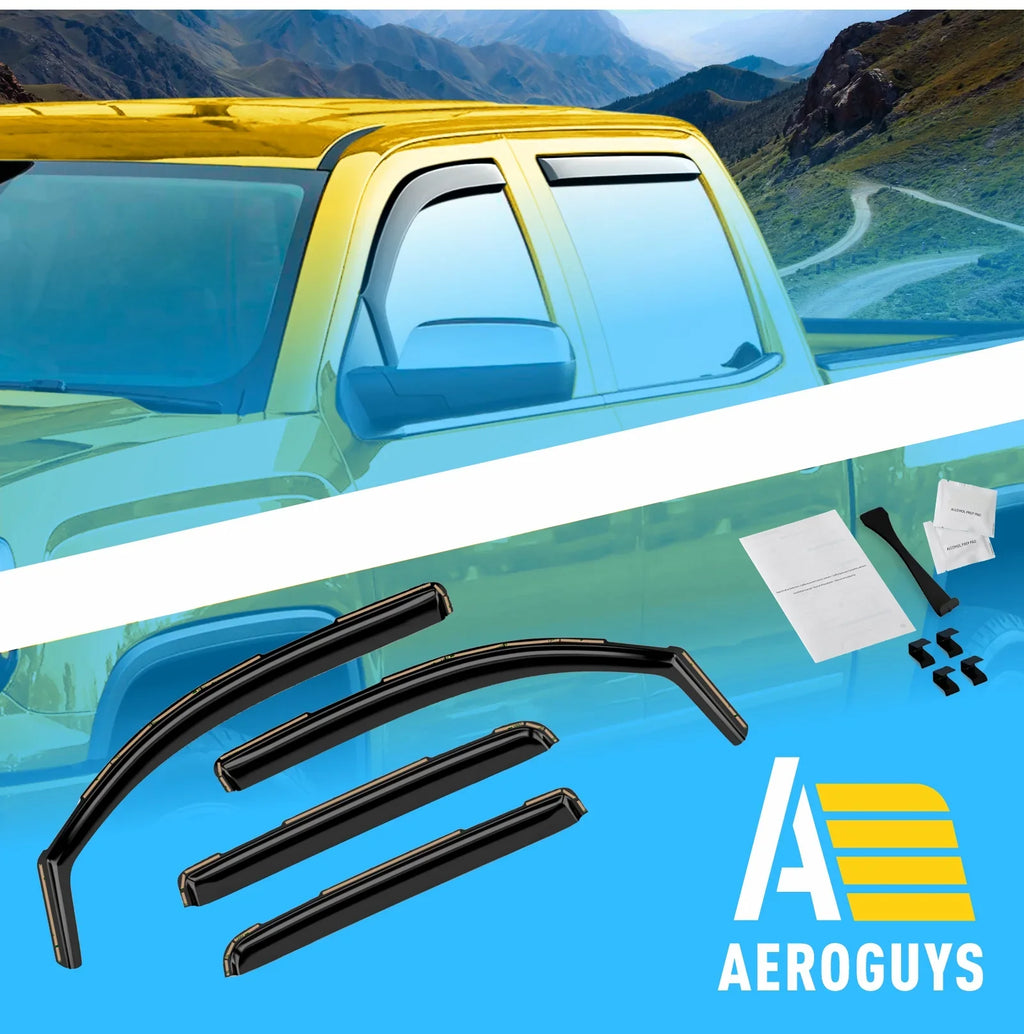 AEROGUYS In-Channel Window Deflectors Extra Durable Window Visors Rain Guards Fit for Chevrolet (Chevy) Silverado 1500 2014-2018 Crew Cab; Sun Visors; Wind Vent Visors; Truck Accessories -4pcs. AG0421
