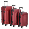 ABS Trolley Luggage Set with TSA Lock; Wine Red; 3-Piece