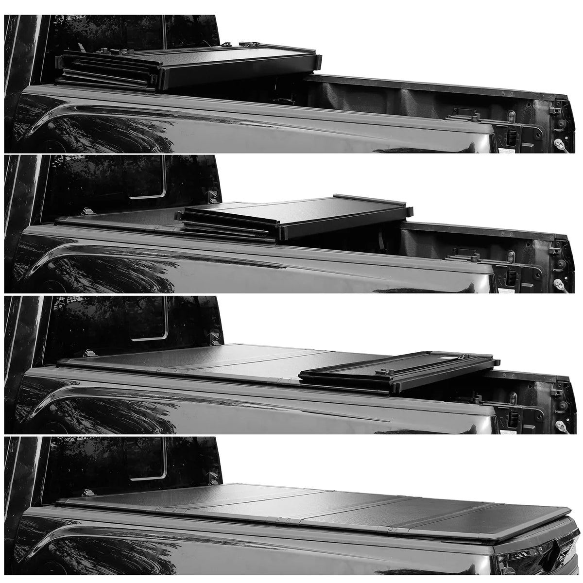 Mamoru Hard FRP Quad-Fold Solid Tonneau Cover Compatible with 2016 2017 2018 2019 2020 2021 2022 2023 Tacoma 6' / 73.7" Truck Bed Cover | Fit for Deck Rail System