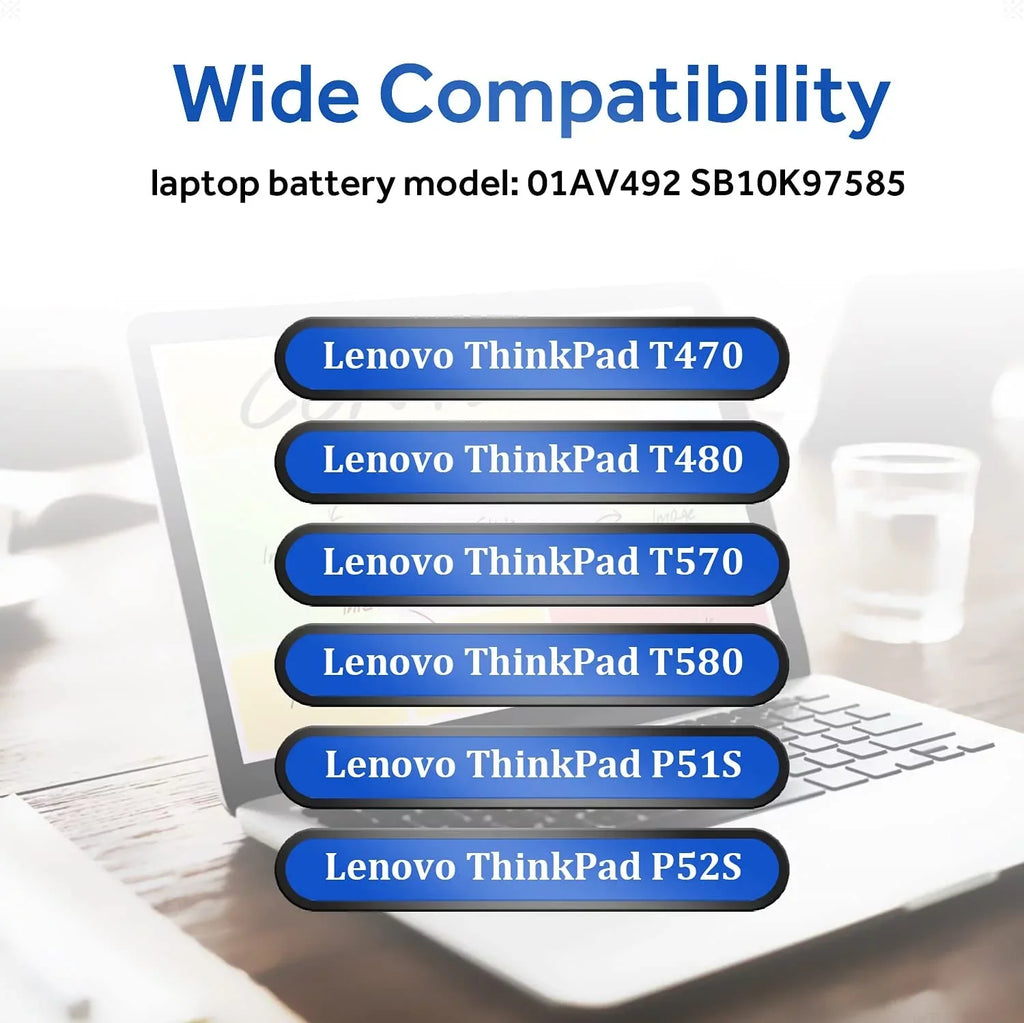 01AV427 01AV423 01AV492 Laptop Battery 72Wh 61++ for Lenovo ThinkPad T480 T470 P51S P52S T570 T580 A485 A475 TP25 Series Notebook 01AV425 01AV426 01AV428 01AV452 01AV490 SB10K97580 SB10K97584