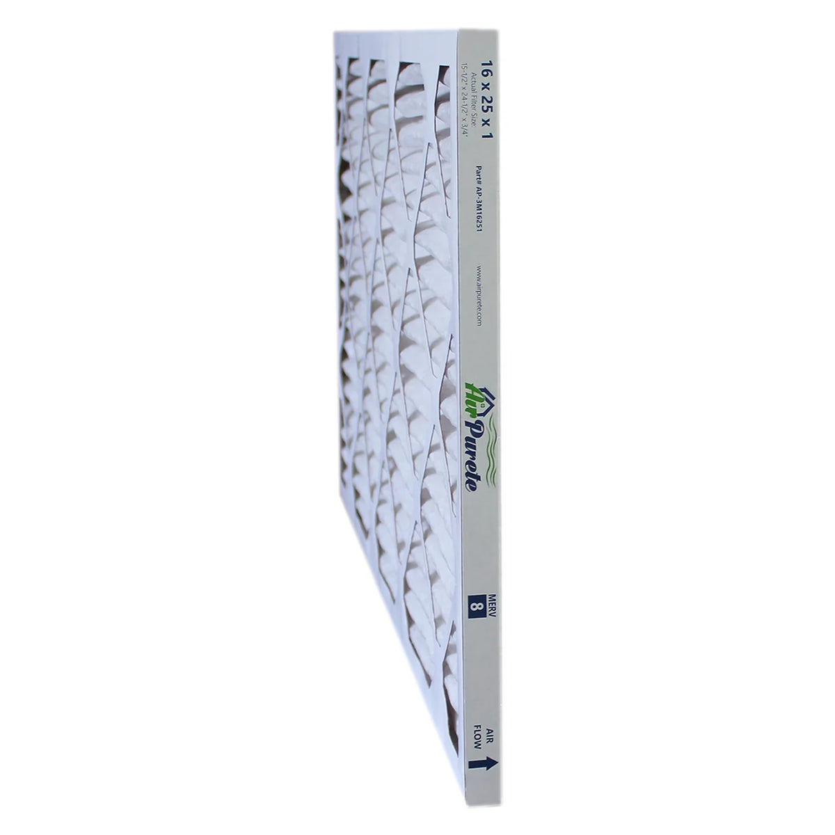 AirPurete Furnace Filters AP-3M16251 | Pack of 6 | Nominal Size: 16x25x1 | Actual Size: 15-1/2" x 24-1/2" x 3/4" | High Capacity MERV 8