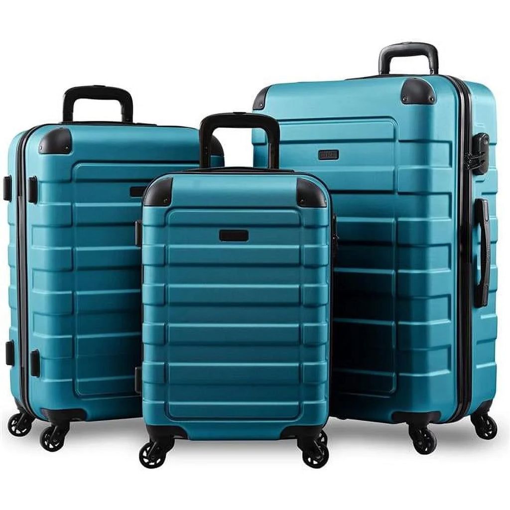 Hipack Prime Suitcases Hardside Luggage with Spinner Wheels; Turquoise; 3-Piece Set (20/24/28)