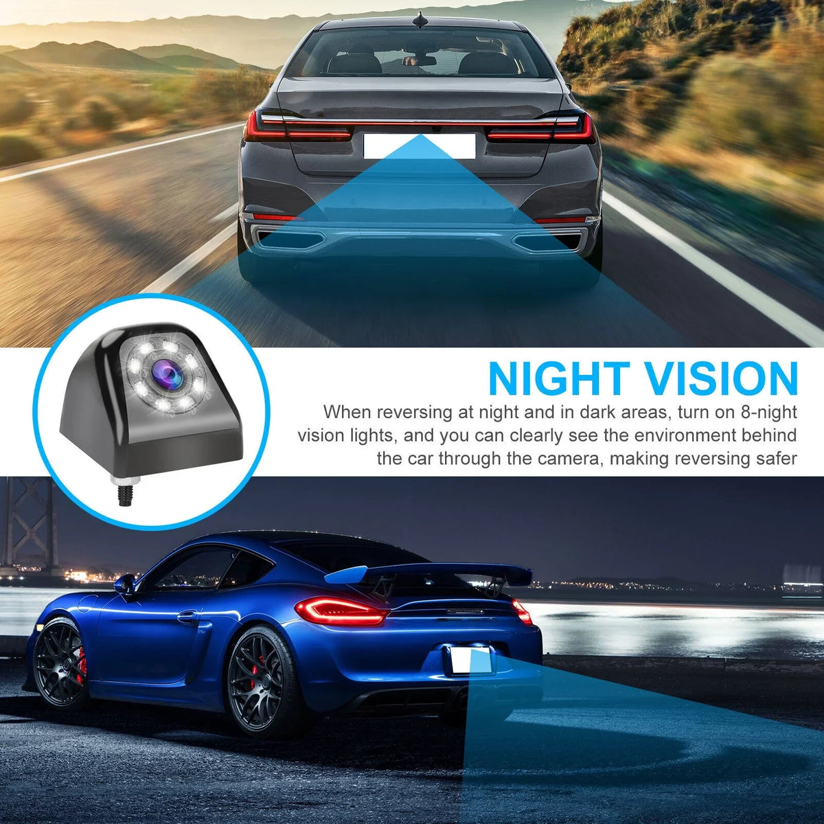 170° HD 8LED Car Rear View Backup Parking Reverse Camera Night Vision Waterproof