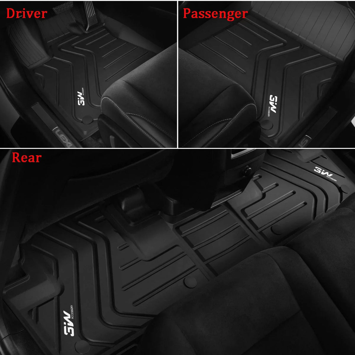 3W Floor Mats Set for Lexus RX (2016-2020) - All Weather Custom Fit Car Floor Mats with Odorless TPE Heavy Duty Carpet Liner for Lexus RX350 RX450h; Black