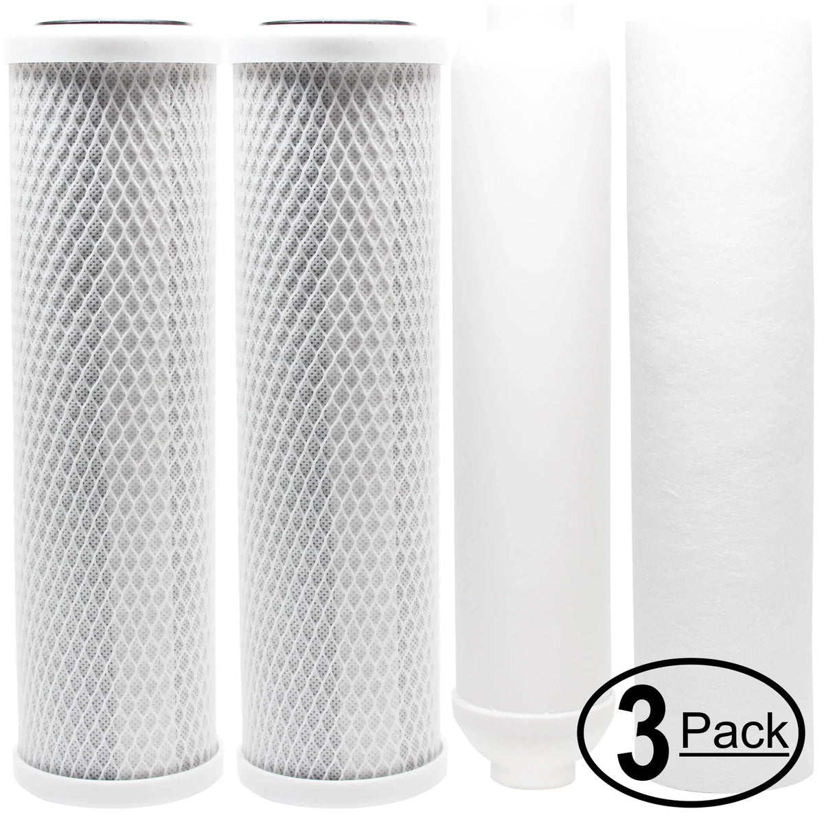 3-Pack Replacement for Filter Kit for APEC ROES-PH75 RO System - Includes Carbon Block Filters; PP Sediment Filter & Inline Filter Cartridge - Denali Pure Brand