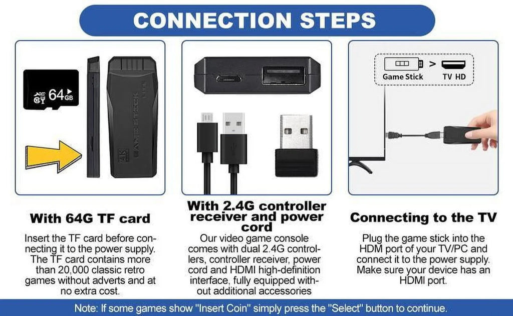 20;000+ Games Wireless Retro Game;4K HDMI Output Retro Video Game Console - Plug and PlayVideo Games; Retro Game Stick 4K Game Stick; Built in 64G Cards playstation5 ps5controller