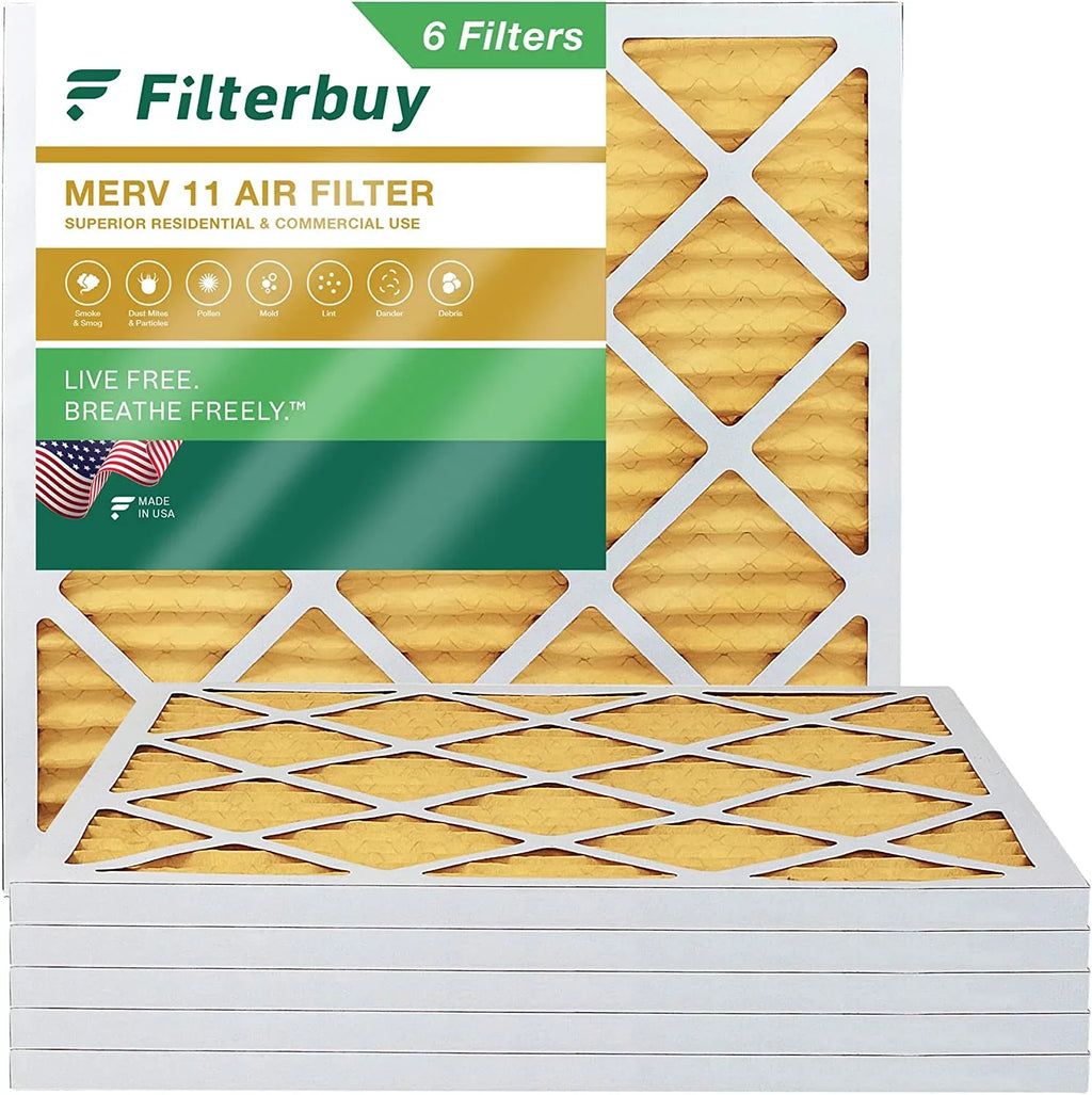 Filterbuy 20x20x1 MERV 11 Pleated HVAC AC Furnace Air Filters (6-Pack)