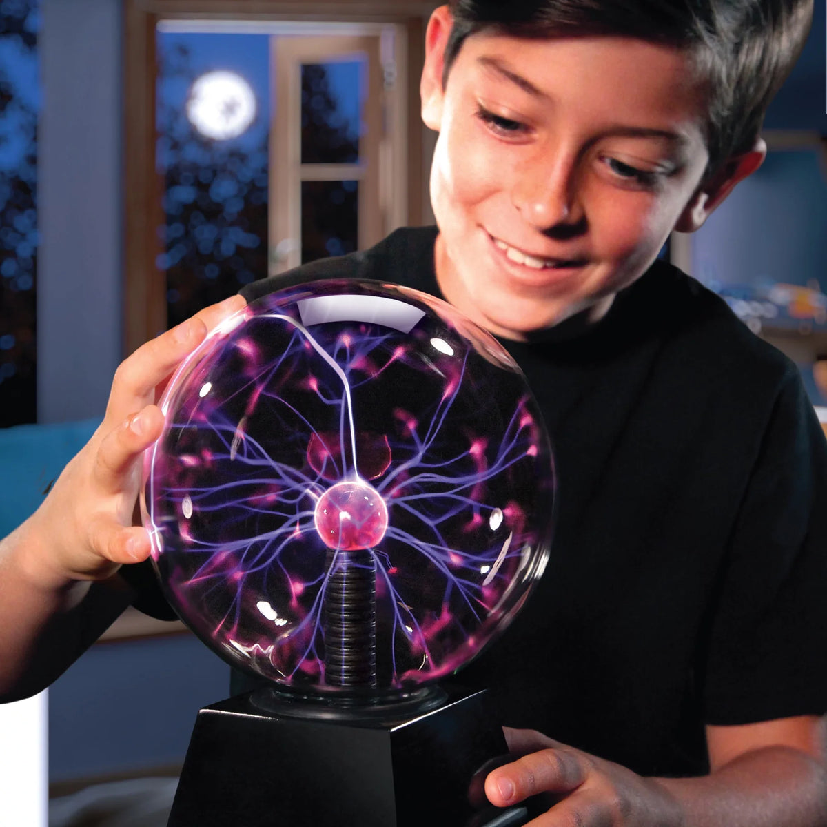 Discovery #Mindblown 6" Plasma Globe Lamp with Interactive Electric Touch and Sound Sensitive Lightning and Tesla Coil; Includes AC Adapter; Glass STEM Lava Lamp-Style Light for Desk; Kids Room