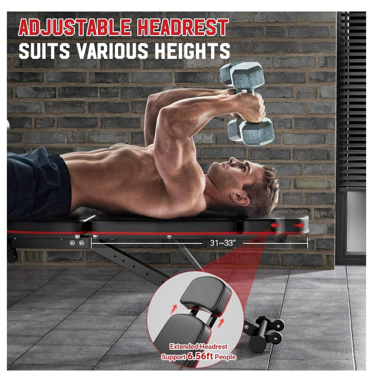 Weight Bench; Workout Bench for Home Gym with Extended Headrest; Leg Extension and Preacher Pad; Incline Decline Flat Adjustable Exercise Bench Full Body Workout; 900Lbs Weight Capacity
