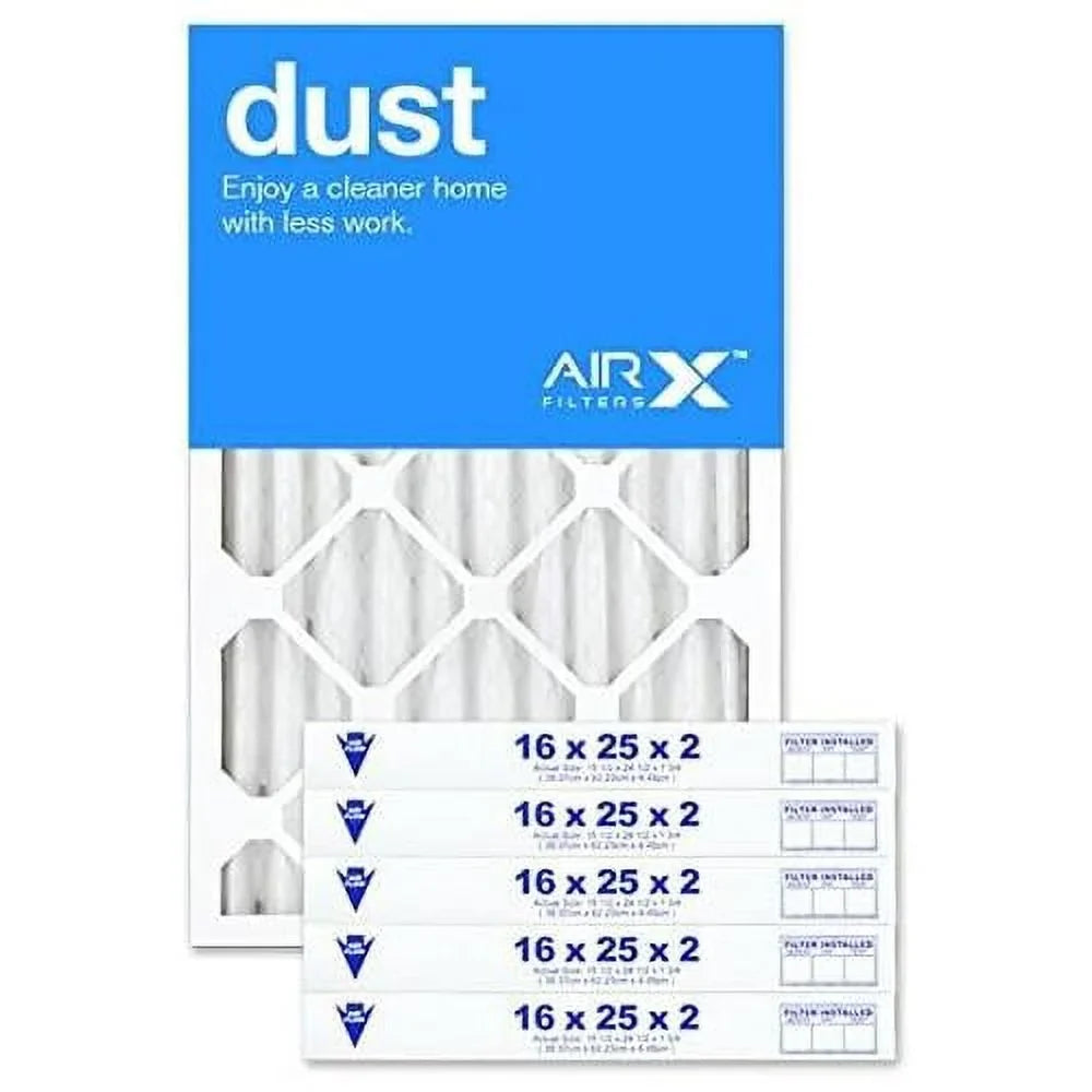 16X25x2 Air Filter MERV 8 Pleated HV Furne Air Filter; Dust 6-Pk; Made In The