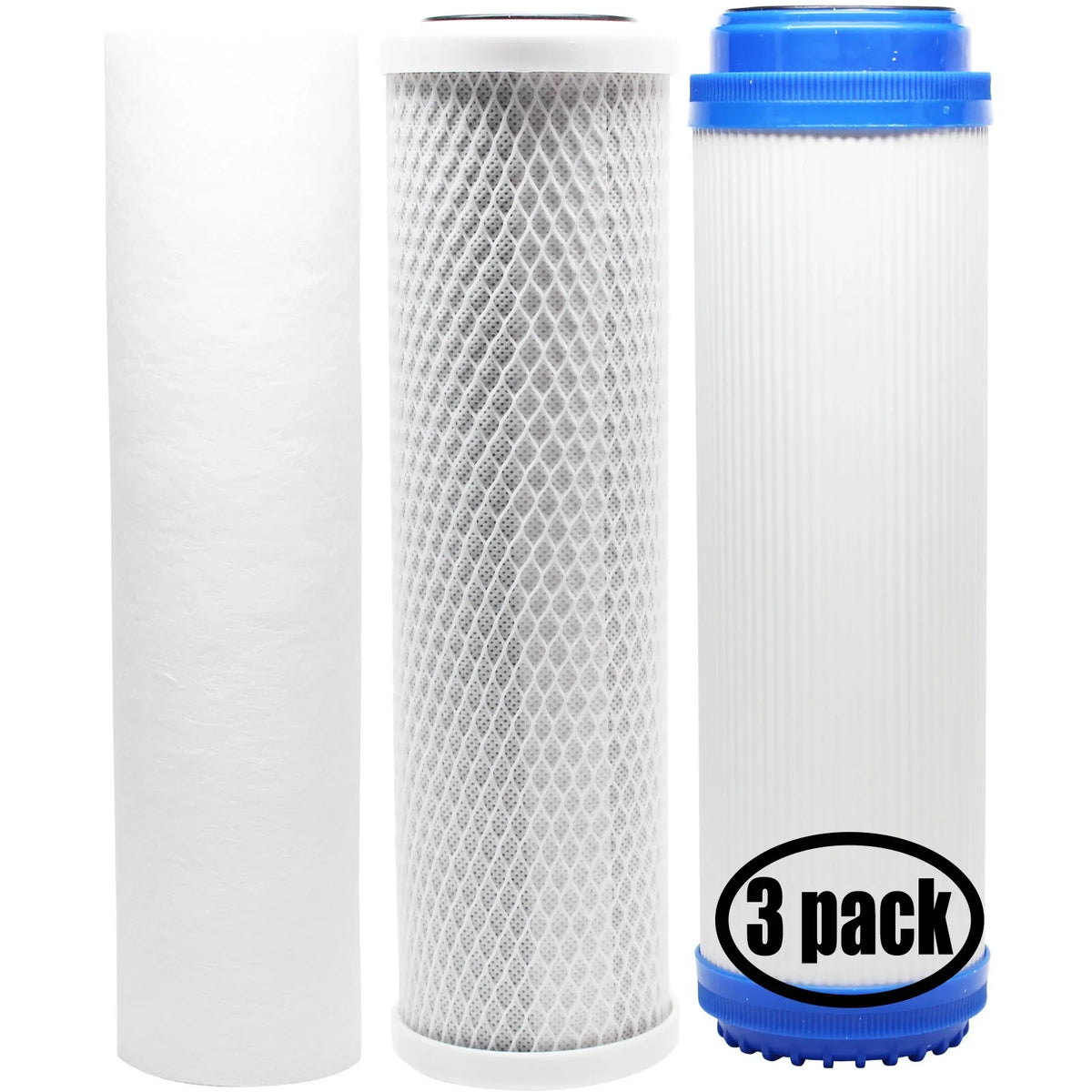 3-Pack Replacement for Filter Kit for Everpure CGS-10 EV910010 RO System - Includes Carbon Block Filter; PP Sediment Filter & GAC Filter - Denali Pure Brand