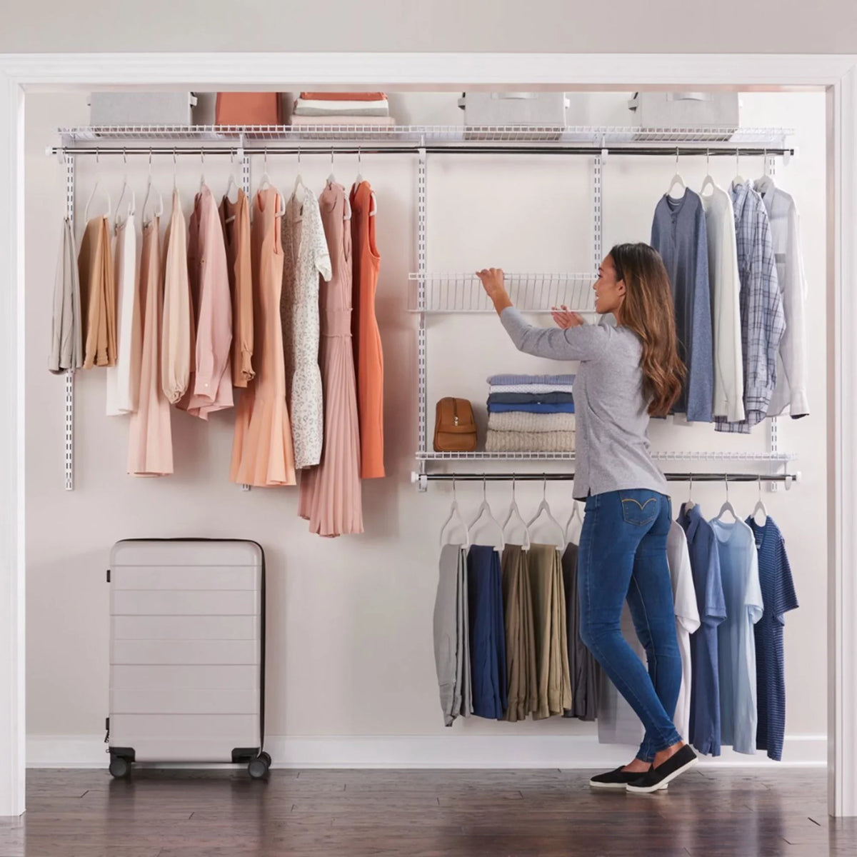 Rubbermaid Configurations 4 to 8 Ft Custom Closet Organizer Kit; White (2 Pack)